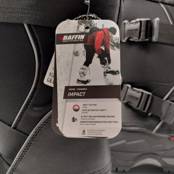 Baffin Men's Size 13 Black Impact Waterproof Snowshoe Compatible Polar Boot - Picture 14 of 15
